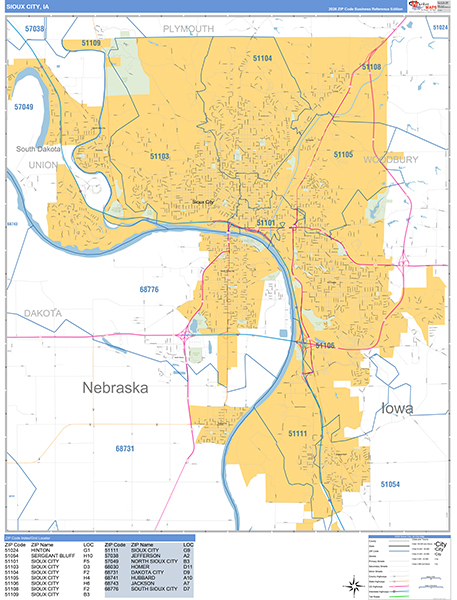 Sioux City, IA Zip Code Map